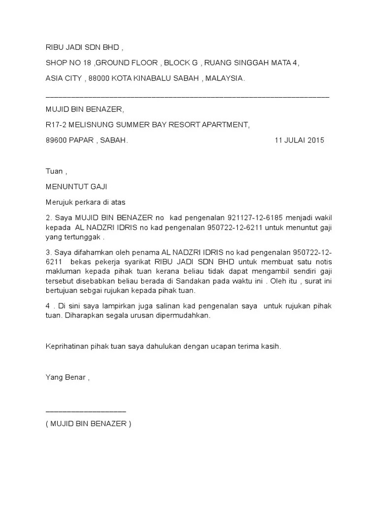 Contoh Surat Rasmi Tunjuk Sebab Kesalahan