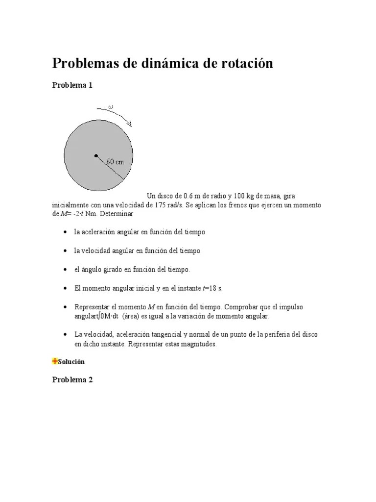 Problemas De Dinámica De Rotación