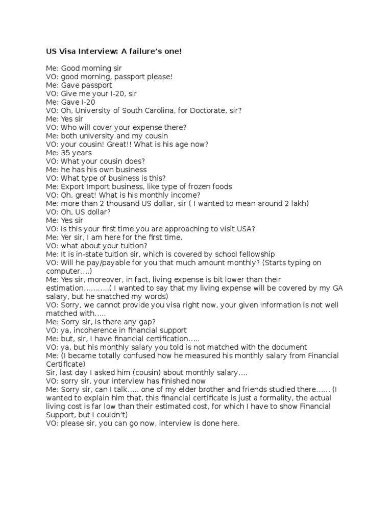 US Visa Interview | PDF | Lifestyle