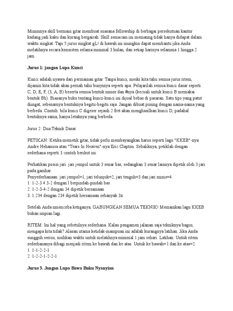 Visualisasi nada, interval, kunci, tangga nada, dan mainkan gitar. 5 Jurus Main Gitar Pdf