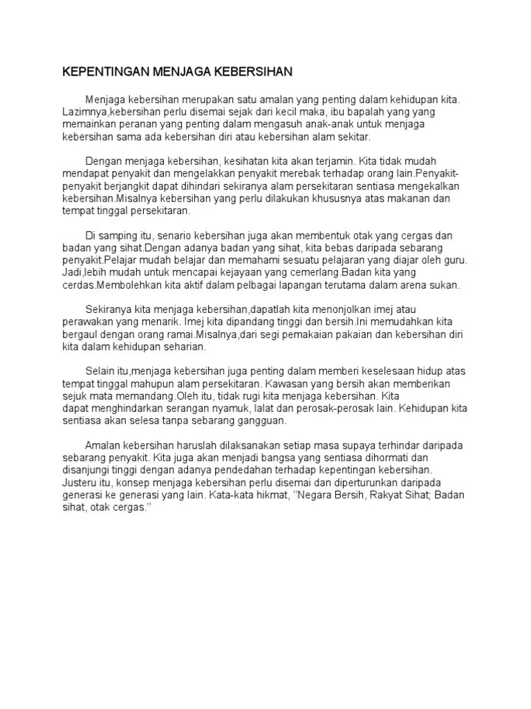 8212019 karangan kepentingan menjaga alam sekitar 16 kepentingan menjaga alam sekitar alam sekitar merupakan segala benda hidup dan bukan hidup yang wujud . Kepentingan Menjaga Kebersihan Pdf