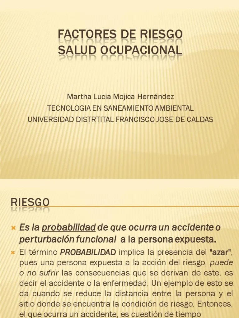 Factores De Riesgo | PDF | Riesgo | Probabilidad