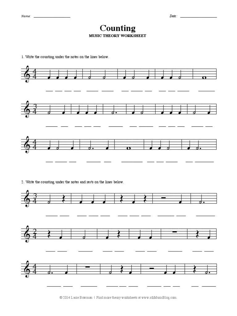 Counting Rhythms Worksheet : Worksheet 0023 Counting Rhythms And Rests