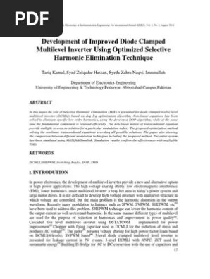 Development Of Improved Diode Clamped Multilevel Inverter