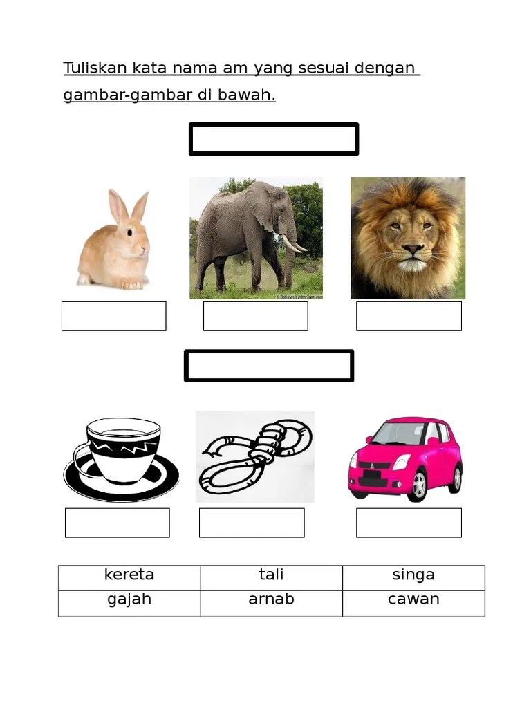 Tuliskan Kata Nama Am Yang Sesuai Dengan Gambar | PDF