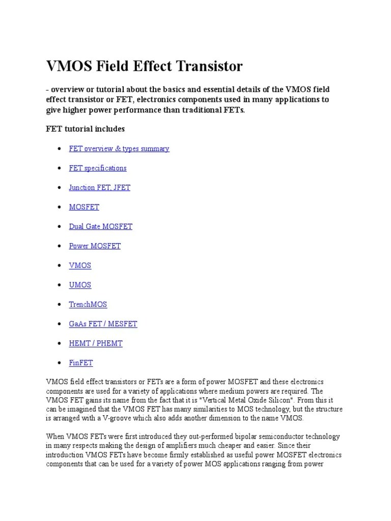 V Mosfet | PDF | Field Effect Transistor | Mosfet