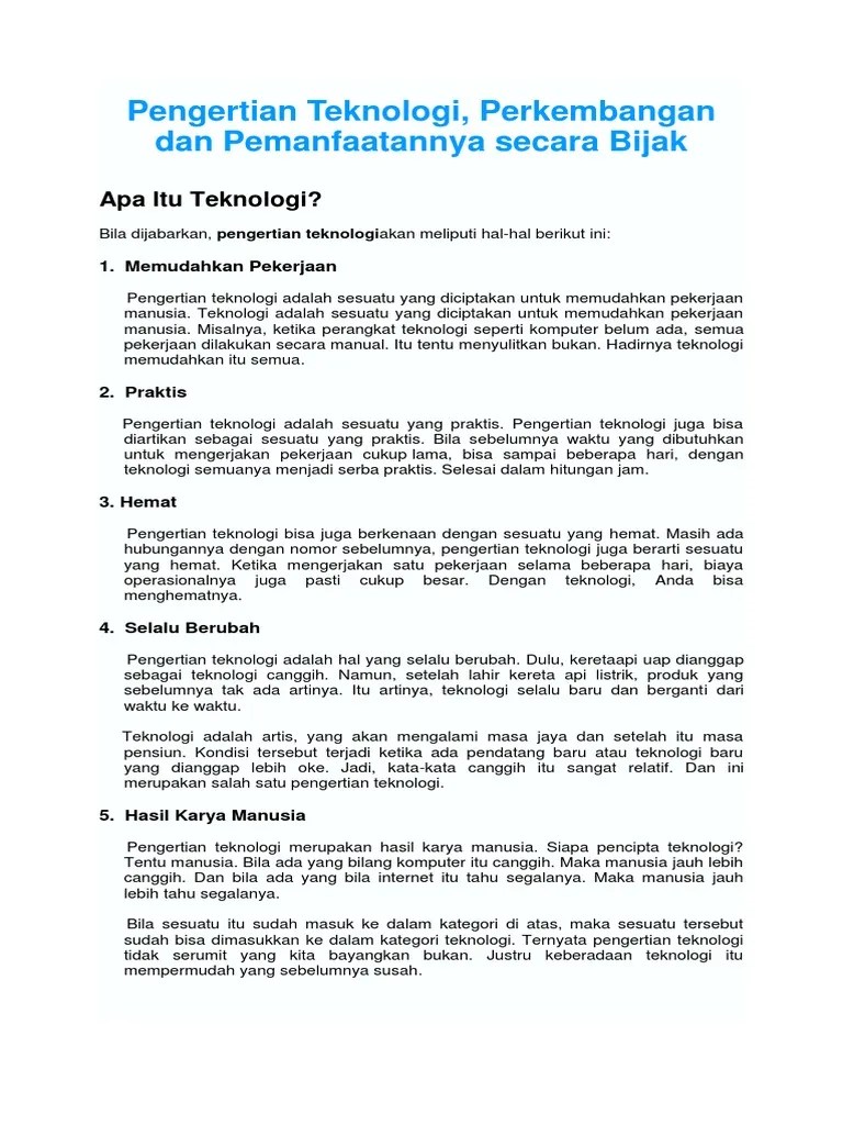 Pengertian Teknologi | PDF