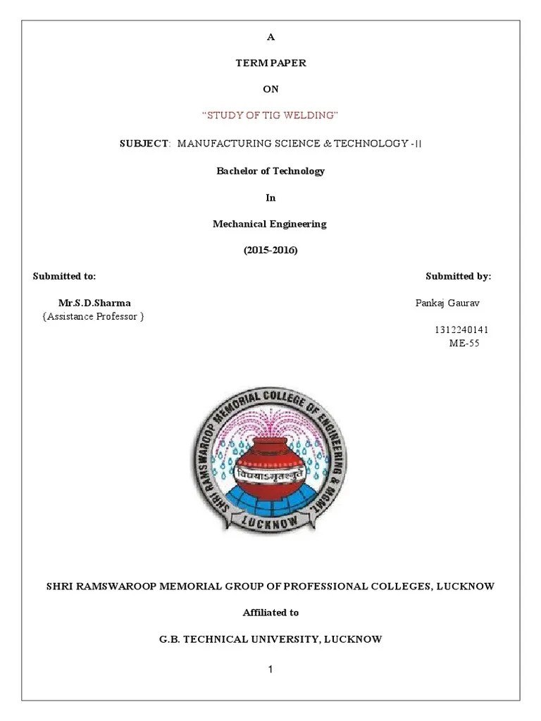 Study Of Tig Welding | PDF | Welding | Construction
