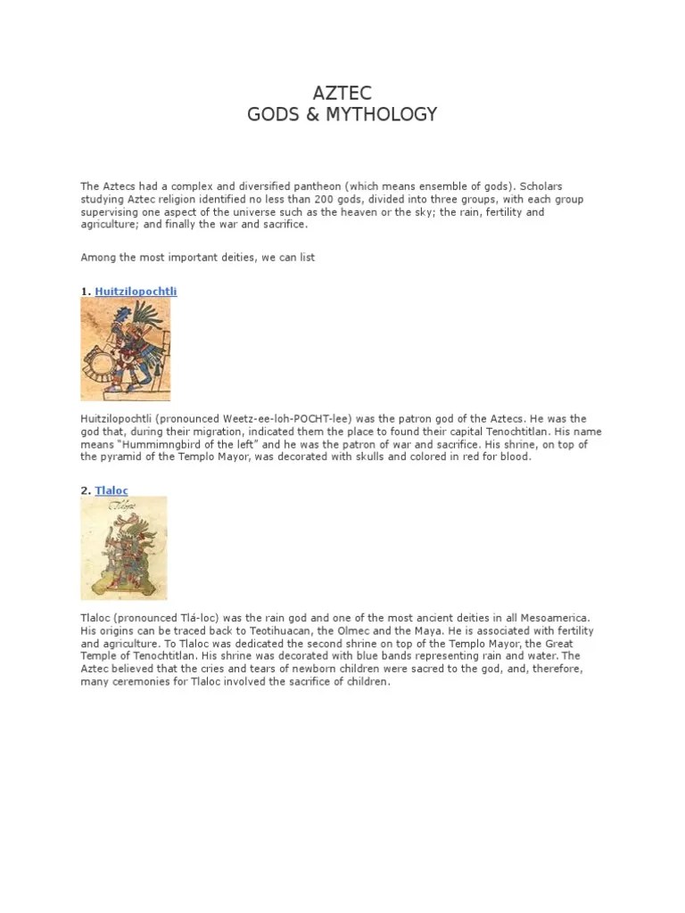 Aztec Gods & Mythology | PDF | Aztec