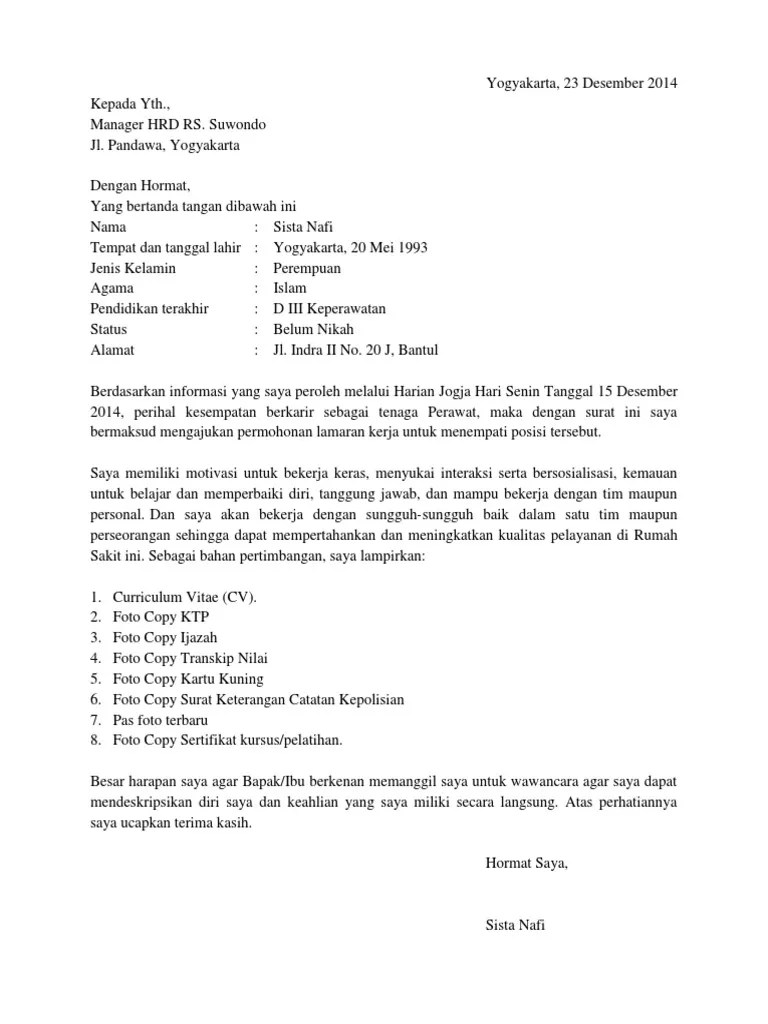 Manager hrd rs siloam hospitals di tempat. Contoh Surat Lamaran Kerja Perawat Di Rumah Sakit