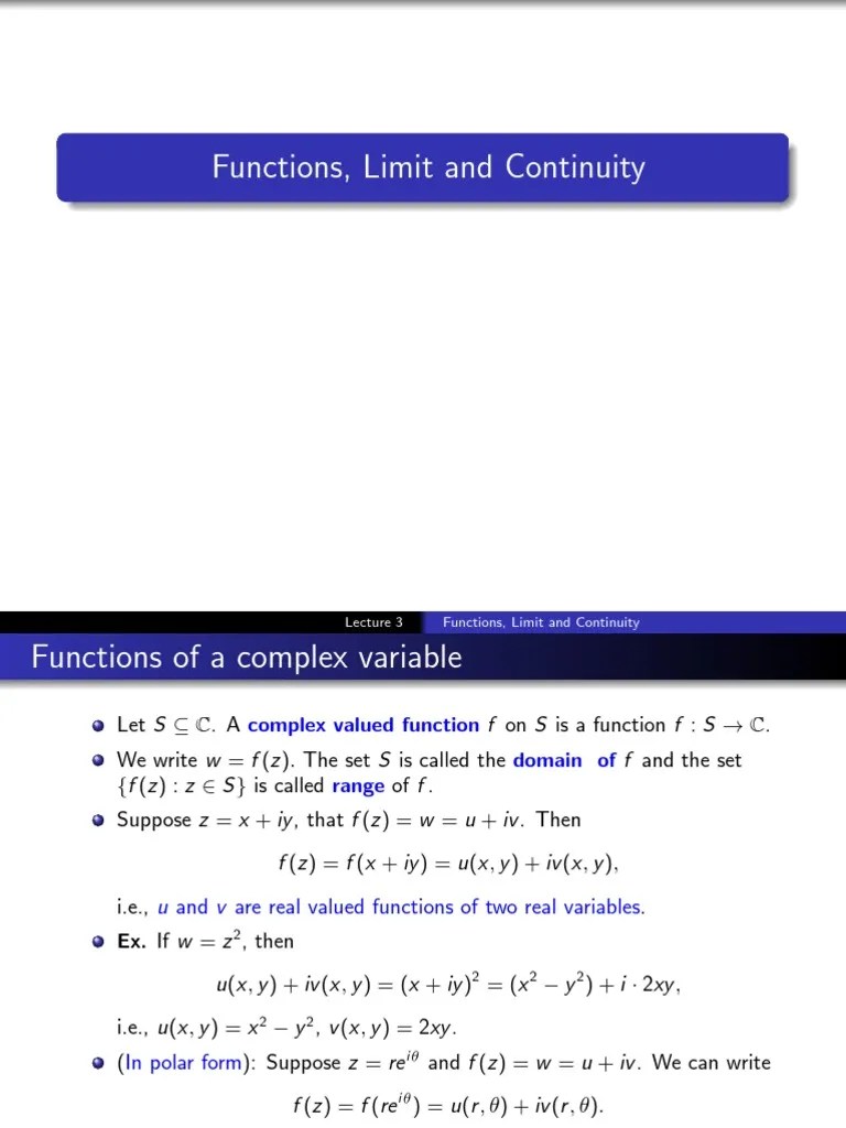 Functions, Limit And Continuity | PDF | Continuous Function | Function ...