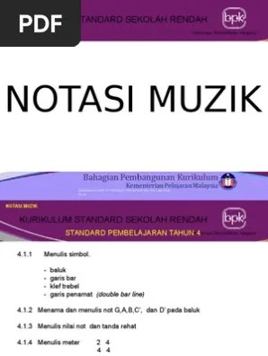 Meter tandamasa dan garis bar. Notasi Muzik Tahun 4 Pdf