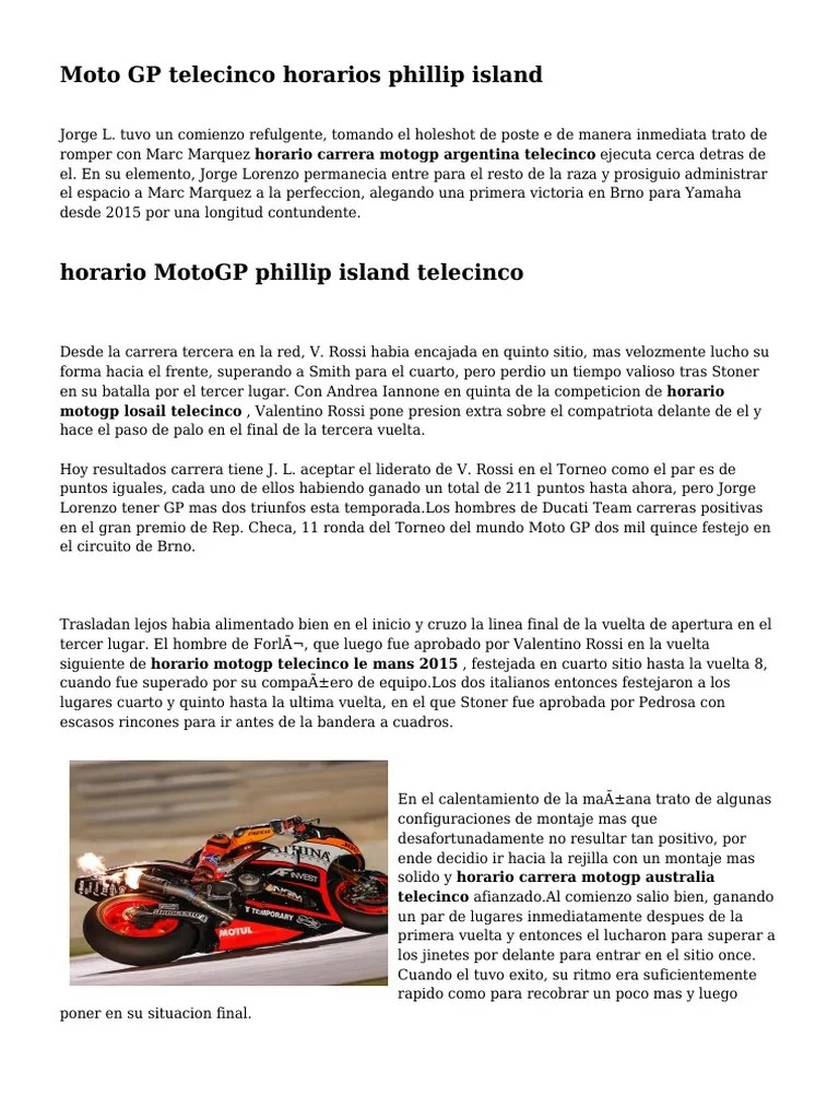 Moto Gp Telecinco Horarios Phillip Island
