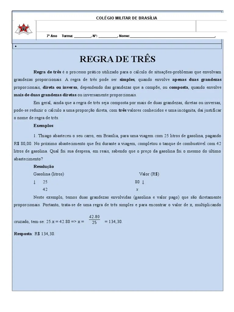 Regra De Três Simples | PDF