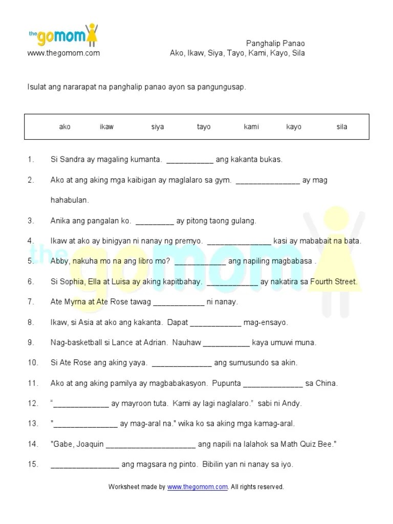 panghalip panao set bpdf