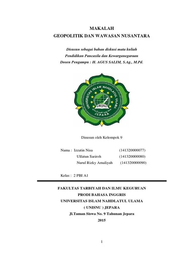 Makalah Geopolitik Untuk memenuhi Tugas Pendidikan Kewarganegaraan.