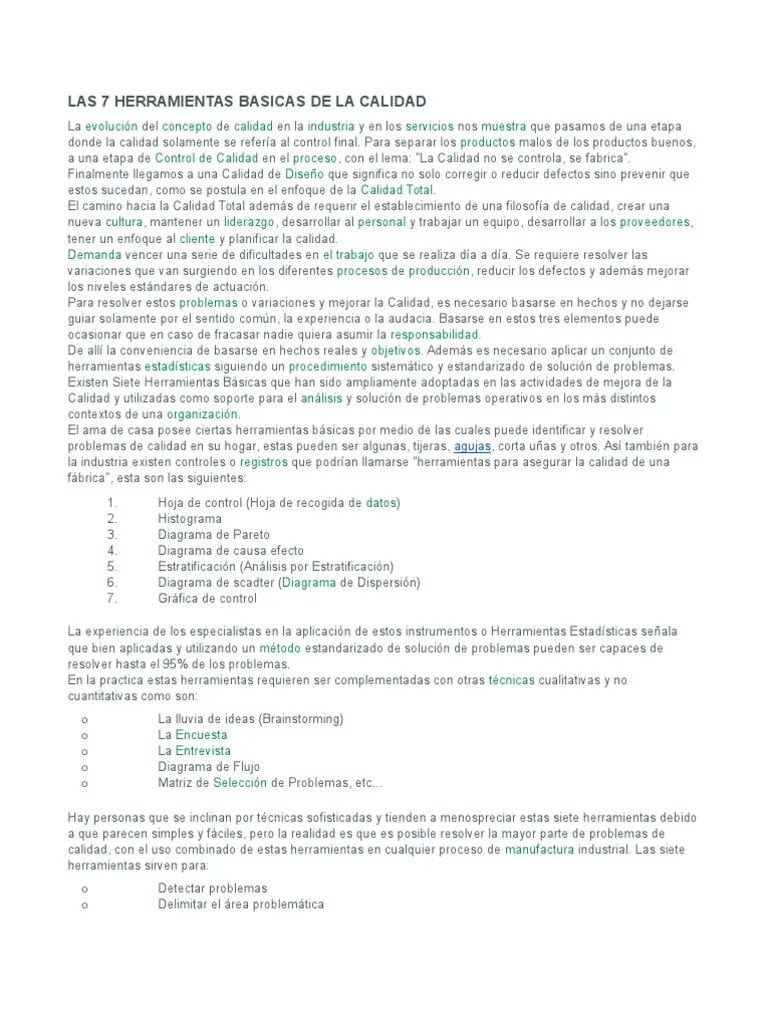 Las 7 Herramientas Basicas De La Calidad | PDF | Histograma | Calidad ...