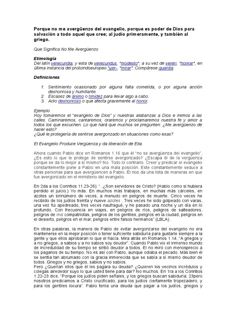 Porque No Me Avergüenzo Del Evangelio | PDF | Salvación | Evangelios