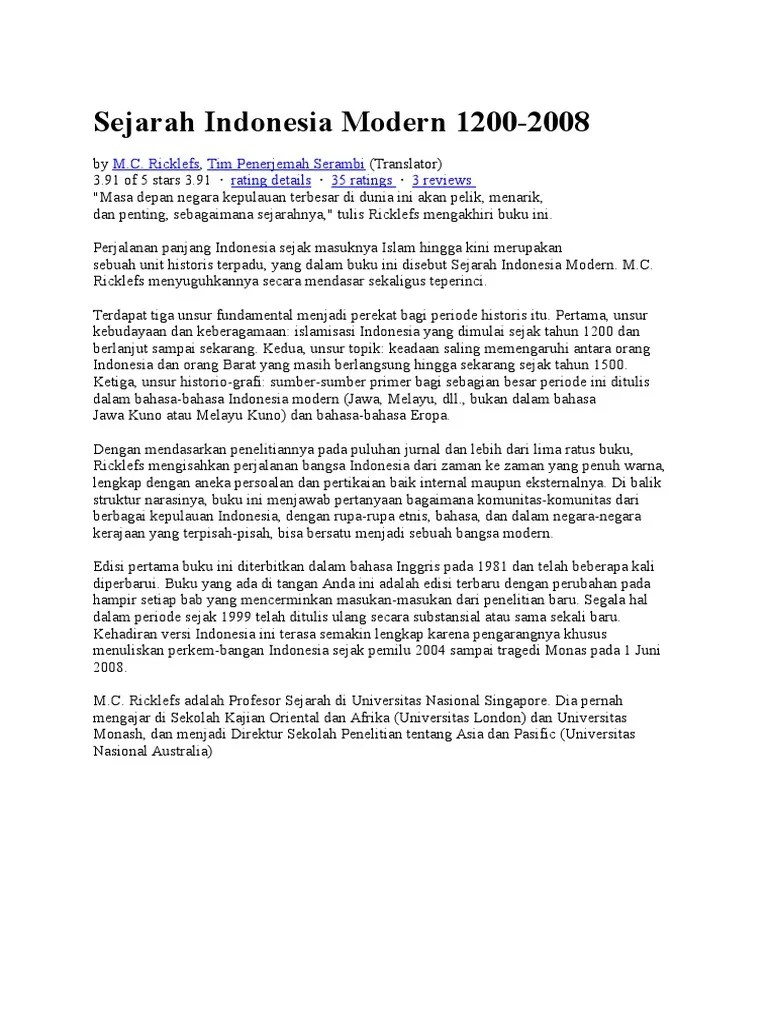 Diterjemahkan dari a history of modern indonesia since c. Sejarah Indonesia Modern 1200 Pdf