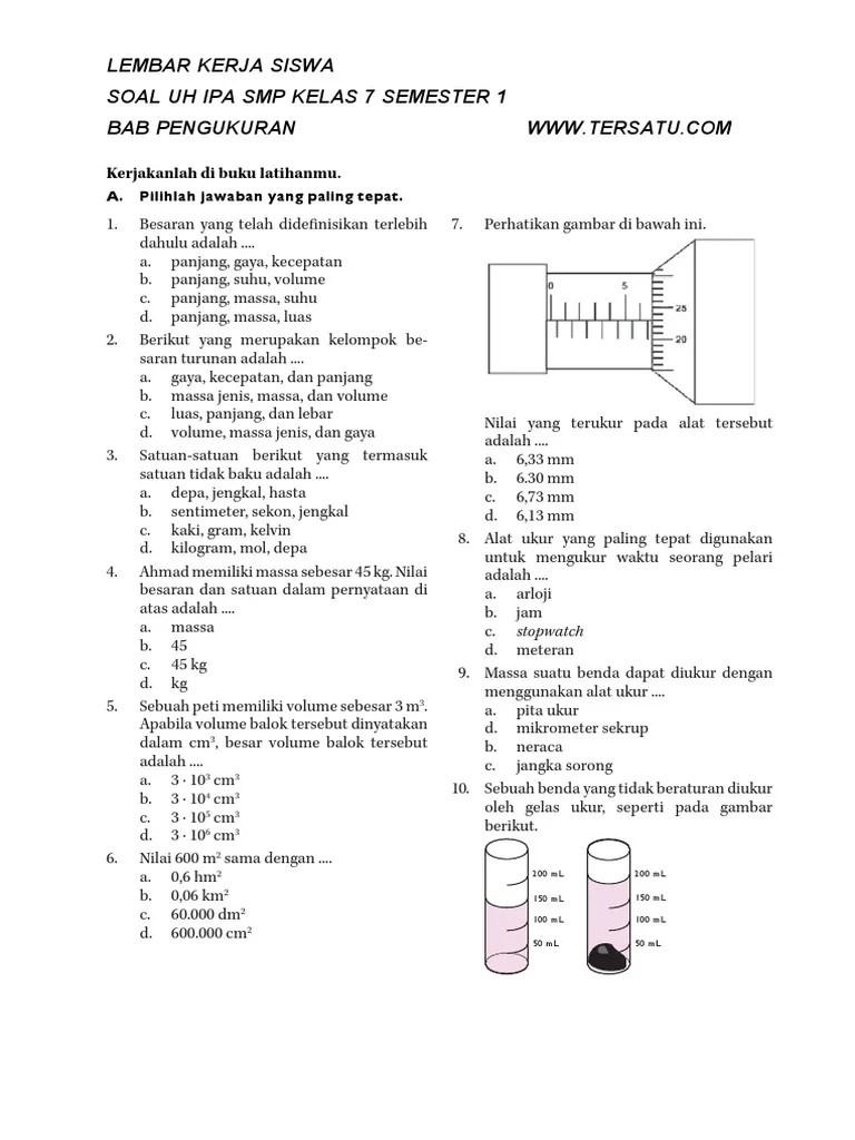 Soal Ipa Kelas 7 Semester 1 Pdf Homecare24