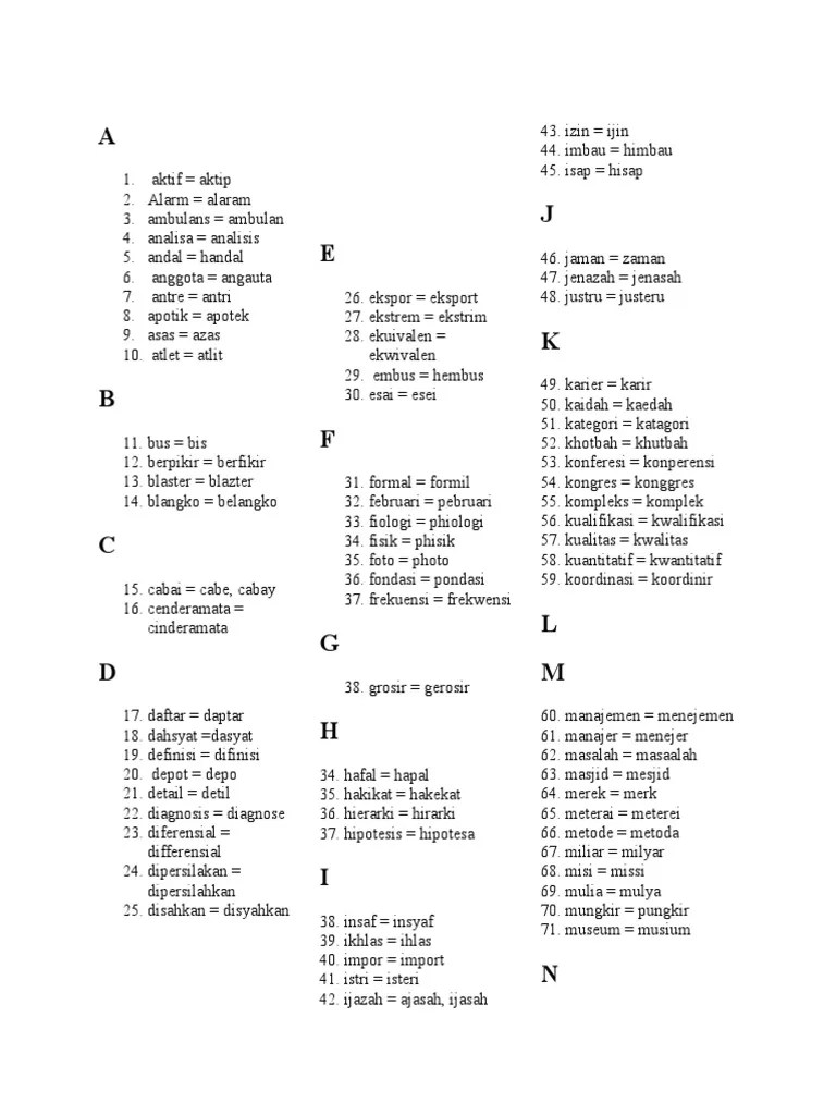 Kata Baku Dan Tidak Baku | PDF
