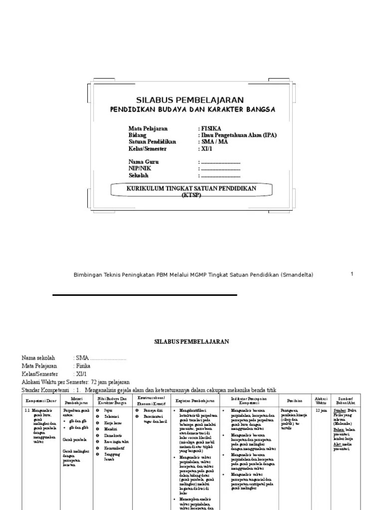 Silabus fisika k13 kelas 11 sma semester 1 dan . Silabus Fisika Kelas Xi Semester 1 Pdf
