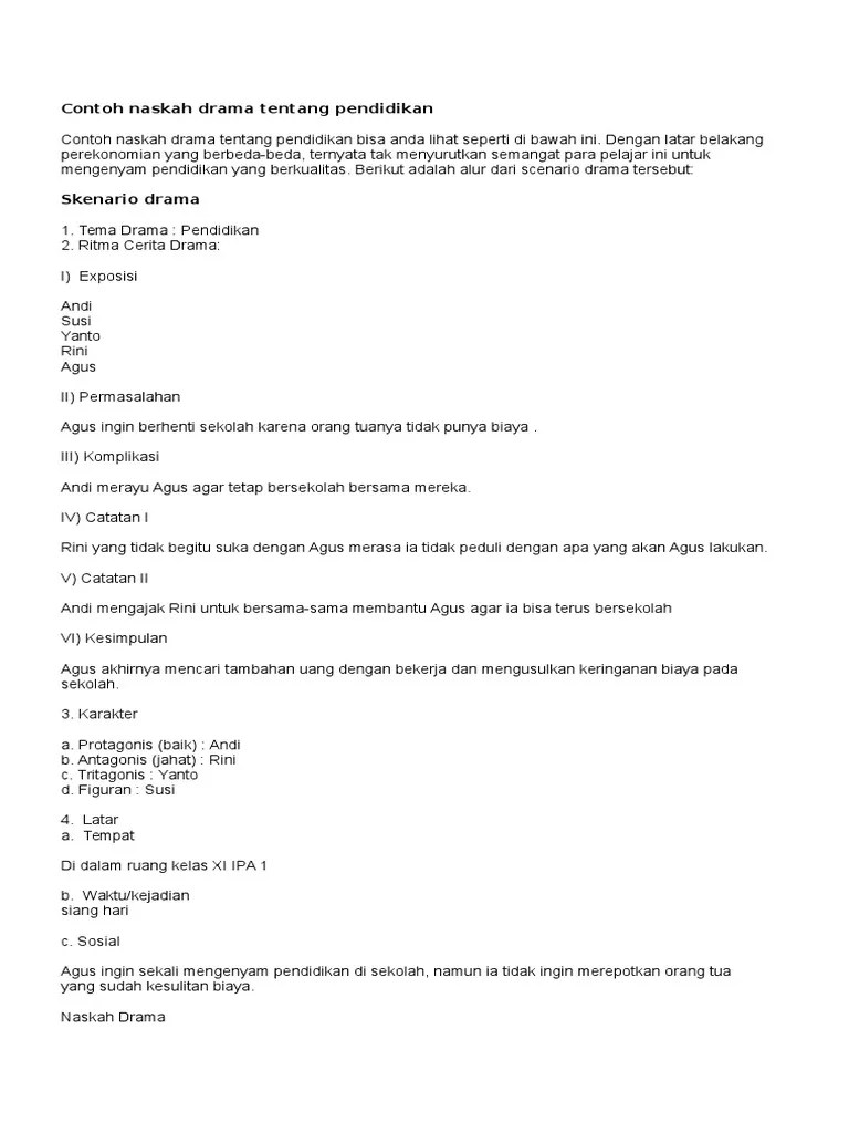 7 contoh teks anekdot singkat lucu sosial pendidikan politik. Contoh Naskah Drama Tentang Pendidikan Pdf