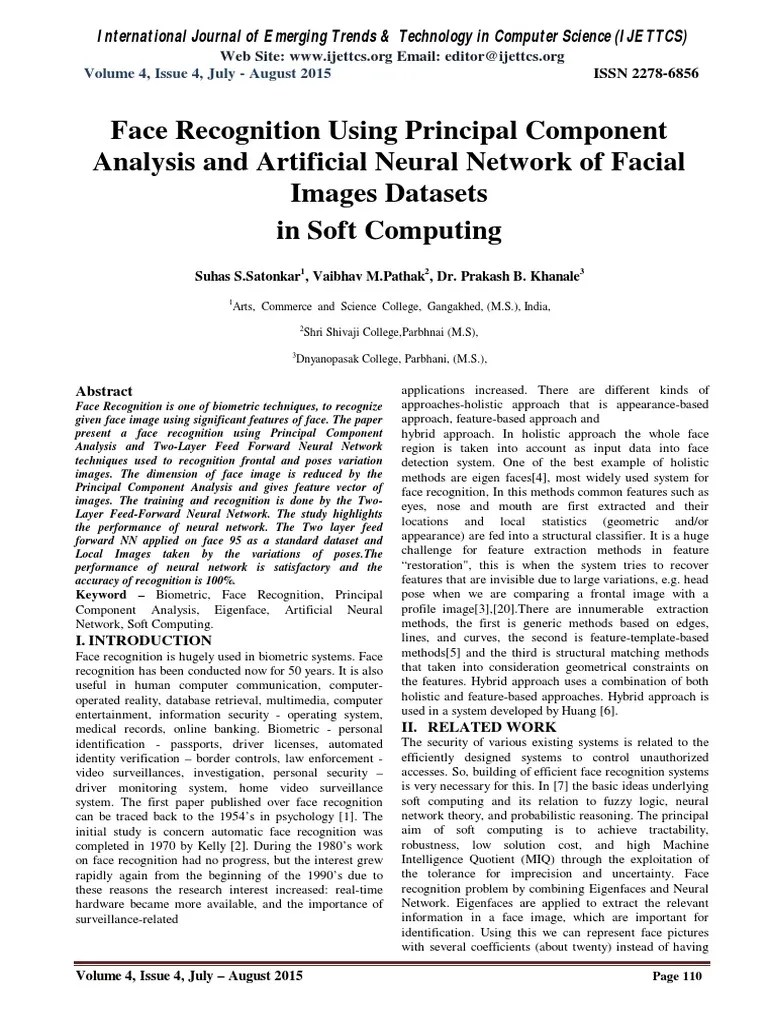 Face Recognition Using Principal Component Analysis And Artificial ...