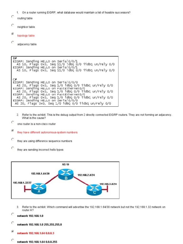 CCNA Cisco Routing Protocols And Concepts Assessment 9 | PDF | Routing ...