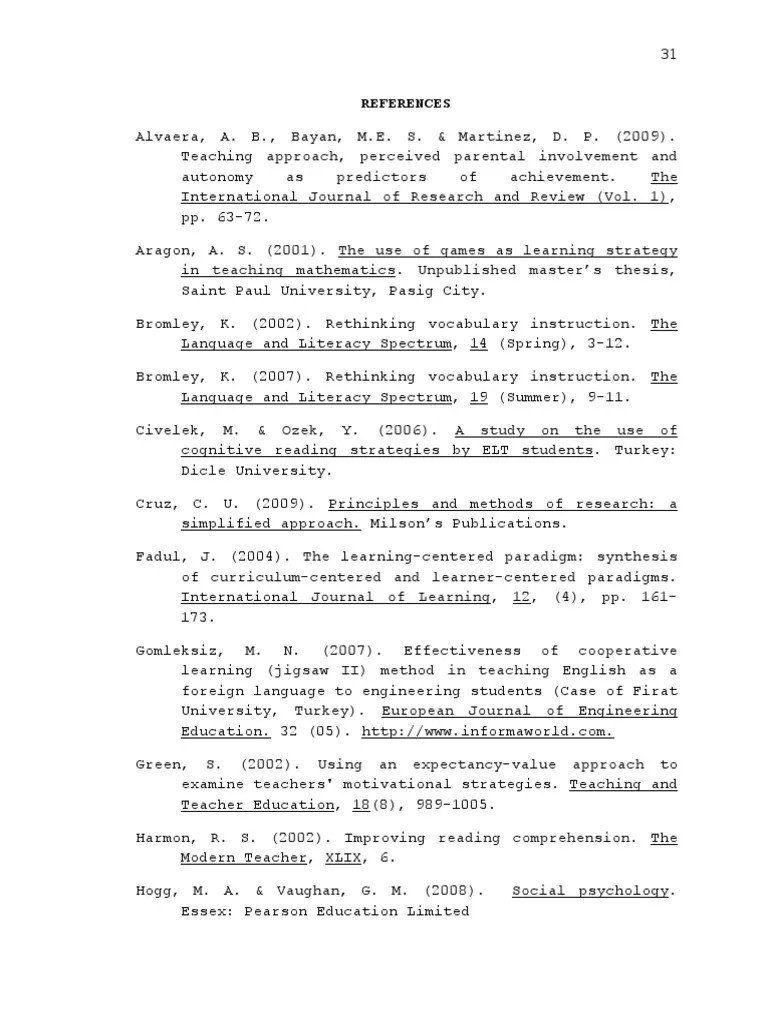 References | PDF | Reading Comprehension | Reading (Process)