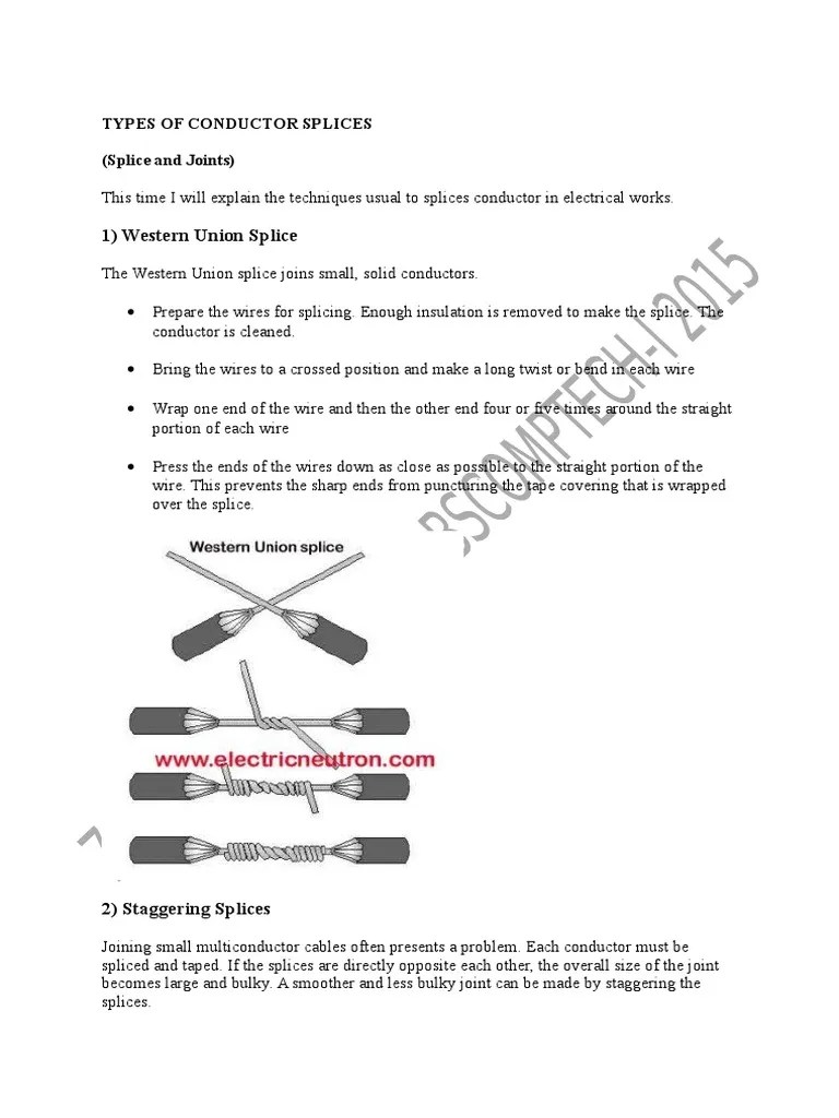 Types Of Conductor Splices Electrical Wiring Wire