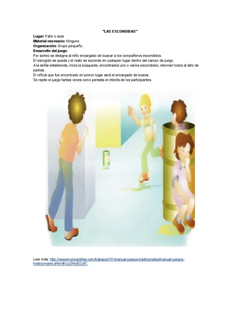 Cómo jugar al escondite con los niños, un divertido juego tradicional para. Las Escondidas Pdf