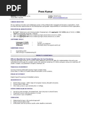 These days, a lot of firms use software programmers to filter prospective candidates. Fresher Resume Sample Microsoft Windows Computer Science