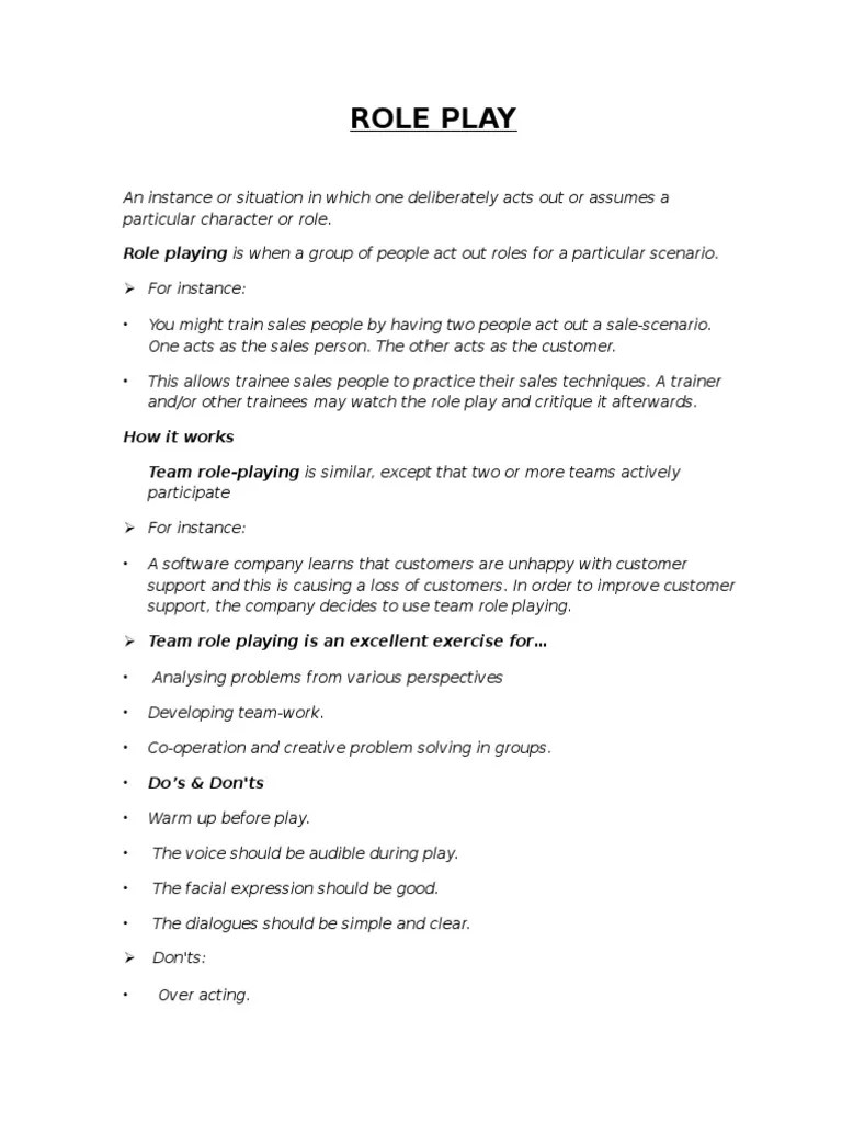 Role Play | PDF | Role Playing | Educational Assessment