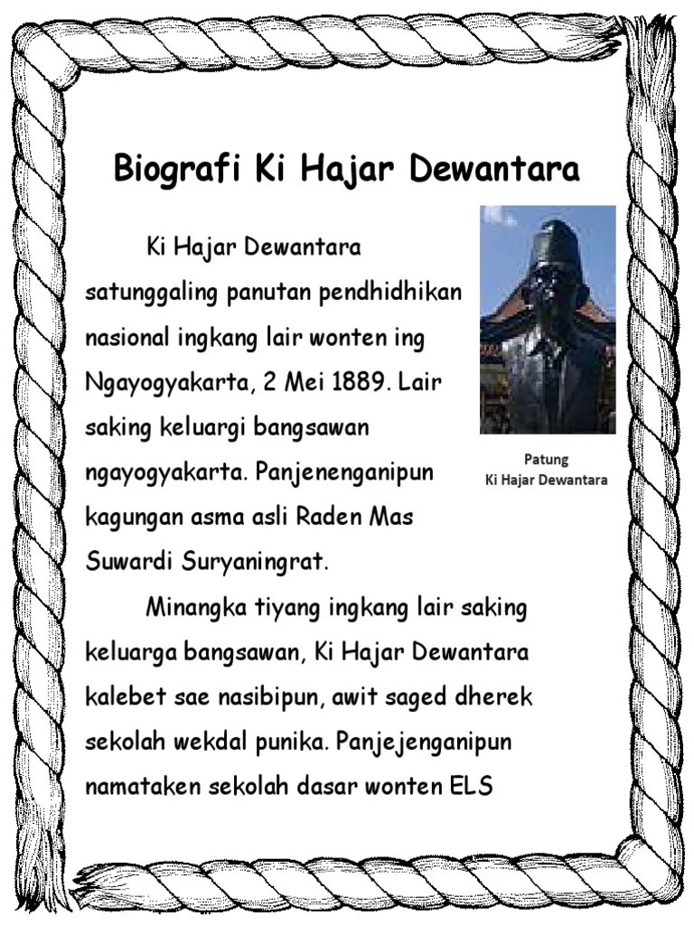 Contoh biografi dalam bahasa jawa. Biografi Pahlawan Nasional Dalam Bahasa Jawa Gambaran