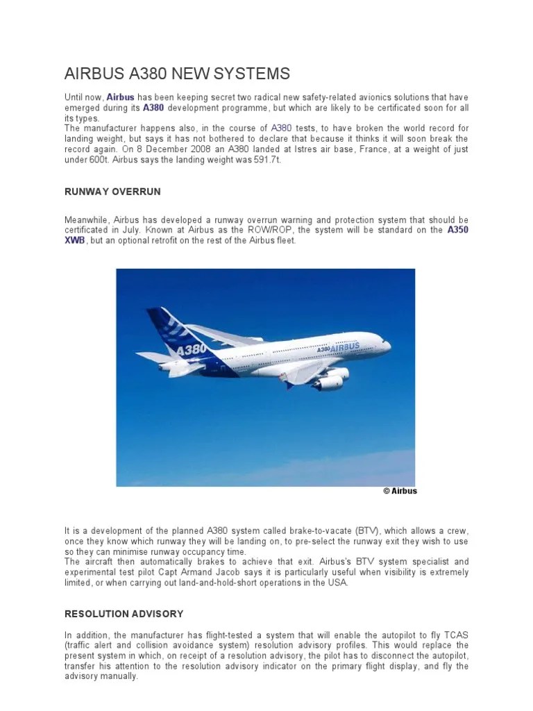 Airbus A380 New Systems | PDF | Aerospace | Aerospace Engineering