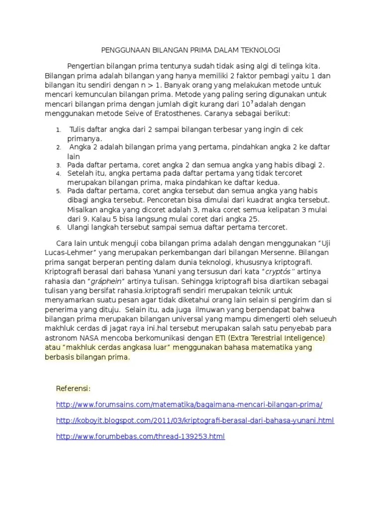 Penggunaan Bilangan Prima Dalam Teknologi | PDF