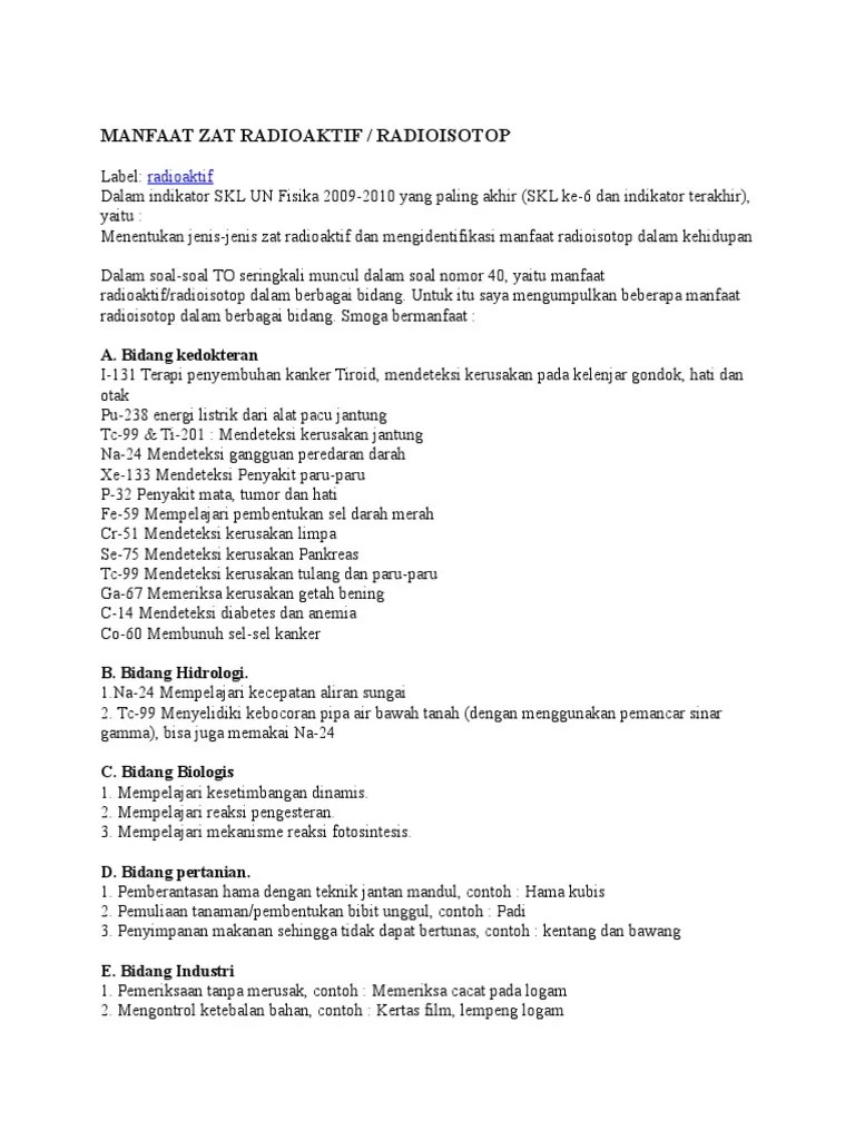 Manfaat Zat Radioaktif | PDF