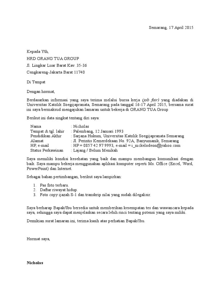 Contoh Surat Lamaran Kerja Di Notaris Ppat Kumpulan Cute766