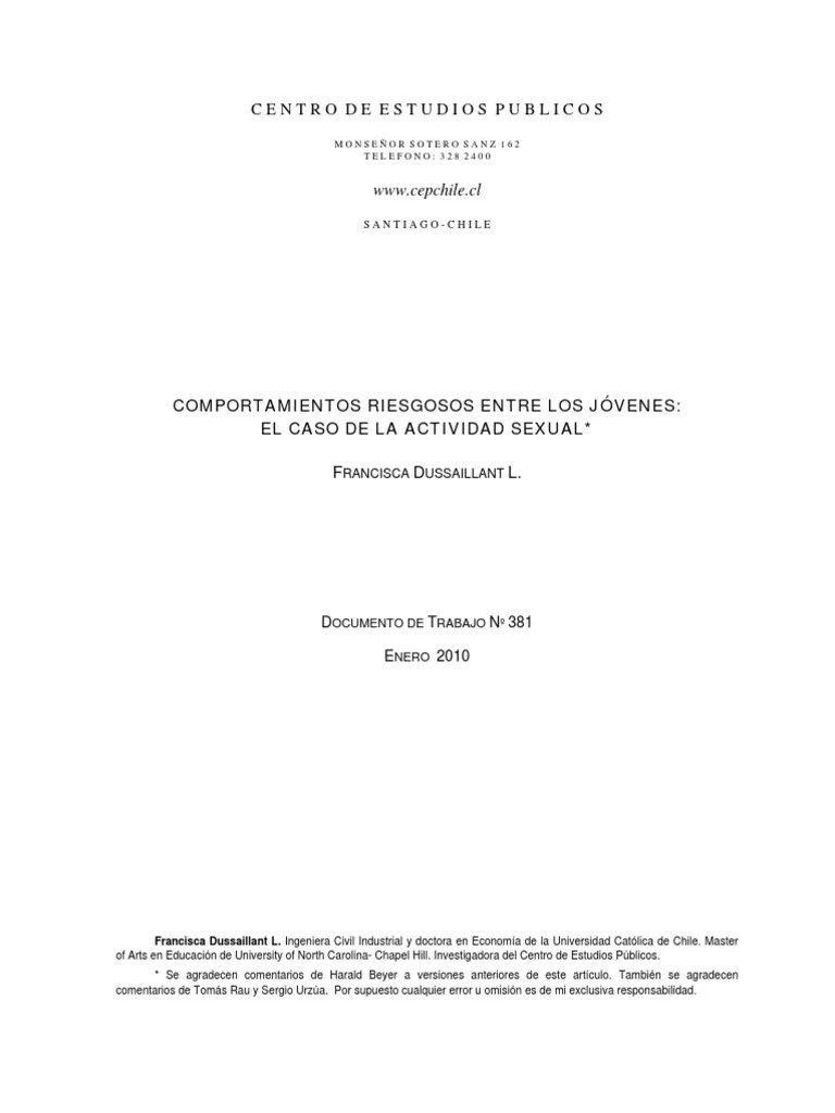 Comportamientos Riesgosos Entre Los Jóvenes - El Caso De La Actividad Sexual | PDF | Adultos ...