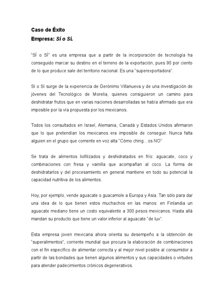 Caso De Éxito | PDF | Innovación | Alimentos