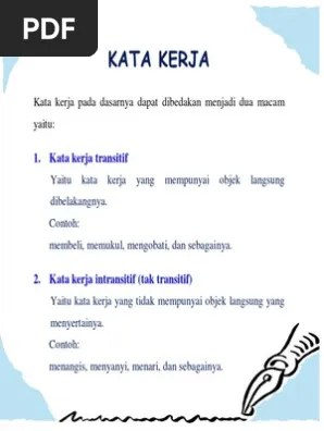 Kata Kerja Dalam Bahasa Indonesia | PDF