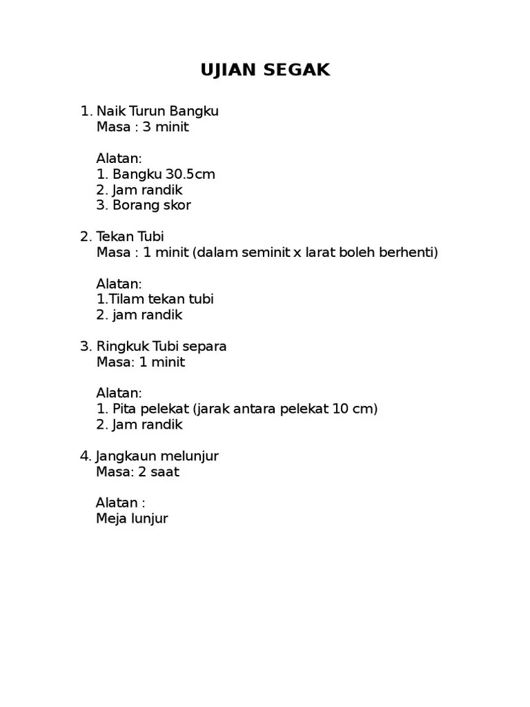 Mengukur daya tahan dan kekuatan otot abdomen. Ujian Segak Pdf