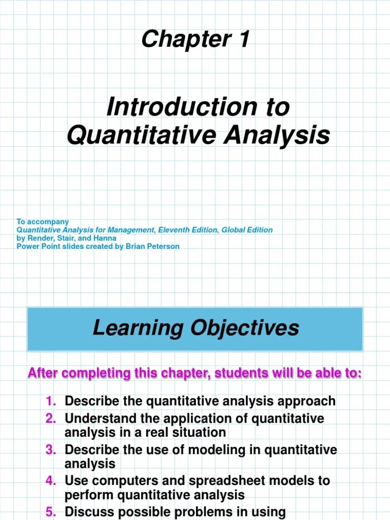 Chapter 1 Introduction To Quantitative Analysis | Mathematical Model ...