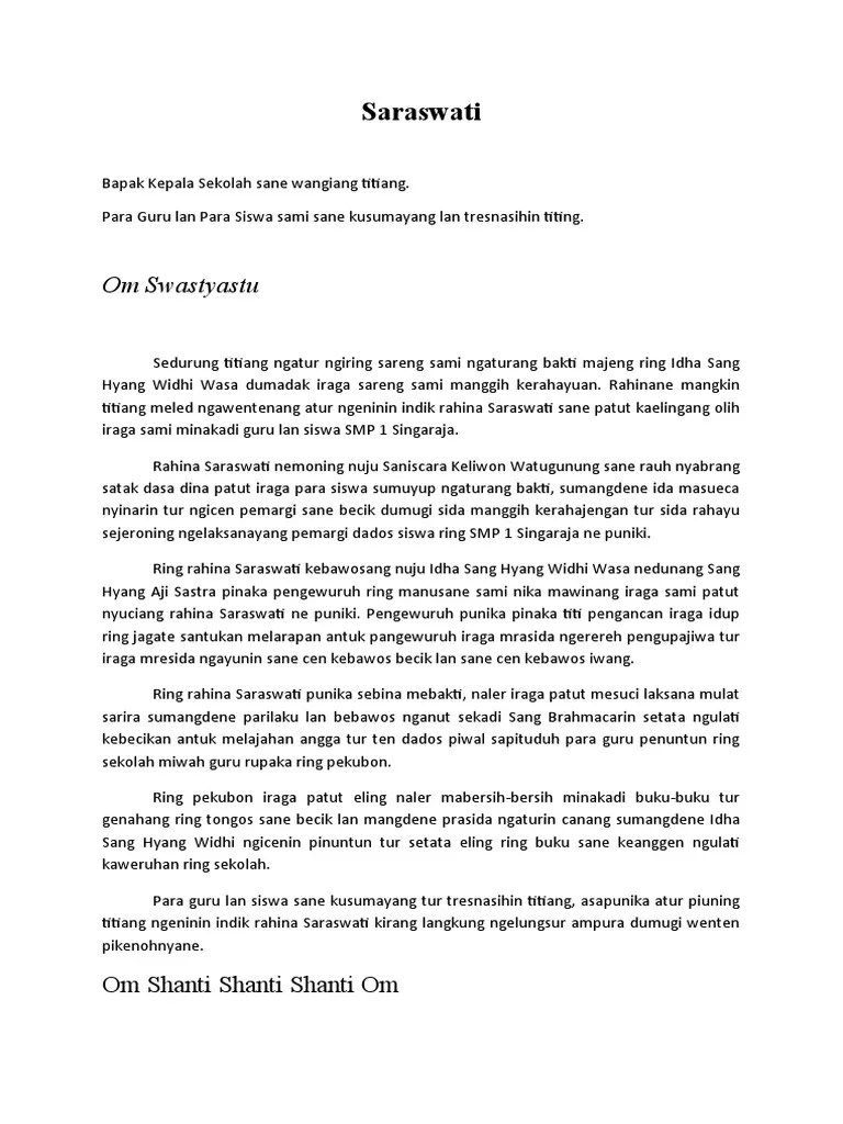 Pidarta Bahasa Bali Docx Hari Pendidikan Nasional Om Swastyastu Bapak Kepala Sekolah Sane Baktinin Titiang Bapak Ibu Guru Sane Wangiang Titiang Miwah Course Hero Pidato bahasa bali singkat padat dan jelas on.