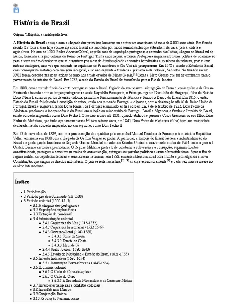 História Do Brasil (RESUMO) | PDF | Personalidades