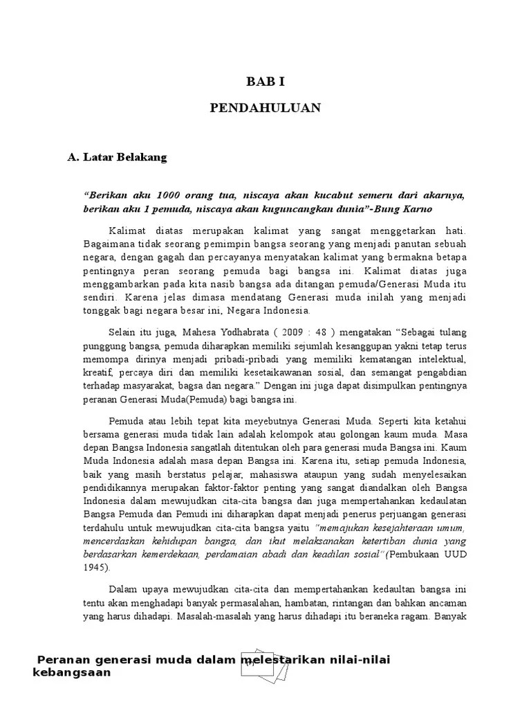 Peranan Generasi Muda Dalam Melestarikan Nilai-Nilai Kebangsaan | PDF