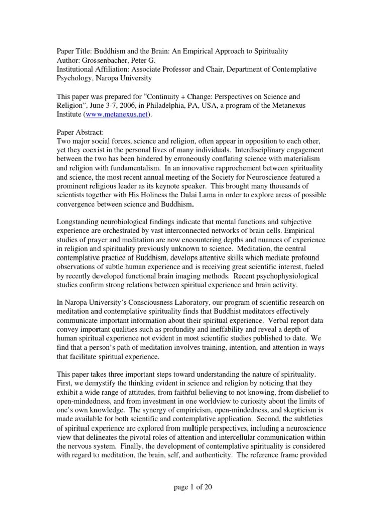 Buddhism And The Brain | PDF | Neuron | Consciousness