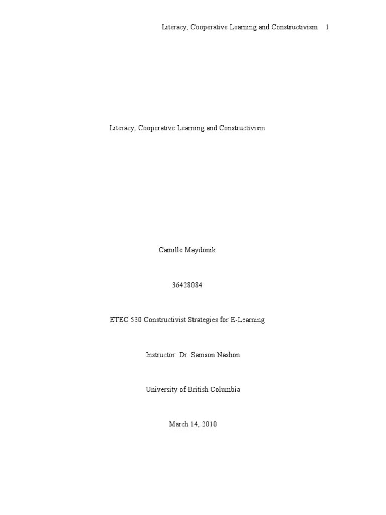 Literacy, Cooperative Learning And Constructivism | PDF | Constructivism (Philosophy Of ...