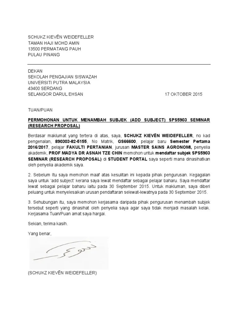 Contoh Surat Rasmi Rayuan Tukar Kelas 